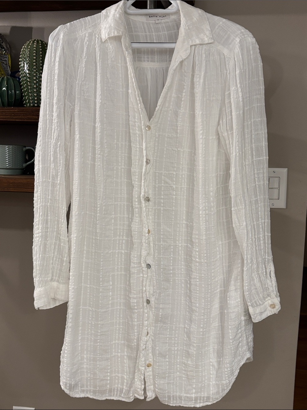Bella Dahl Belted (No Belt!) Hidden Placket Shirt Dress | White | Size M